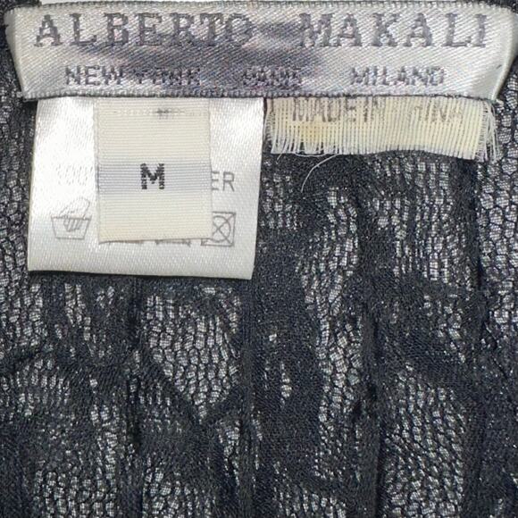 Alberto Makali Sheer Lace Sequin Animal Print Long Sleeve Top Size Medium - Picture 3 of 11